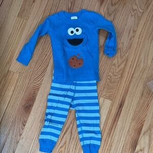 Hanna Andersson Sesame Street Blue Cookie Monster Long-Sleeve Set 2T